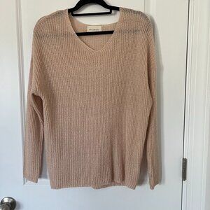 Light Pink Blush Cream Long Sleeve Knit Light Weight Sweater Large